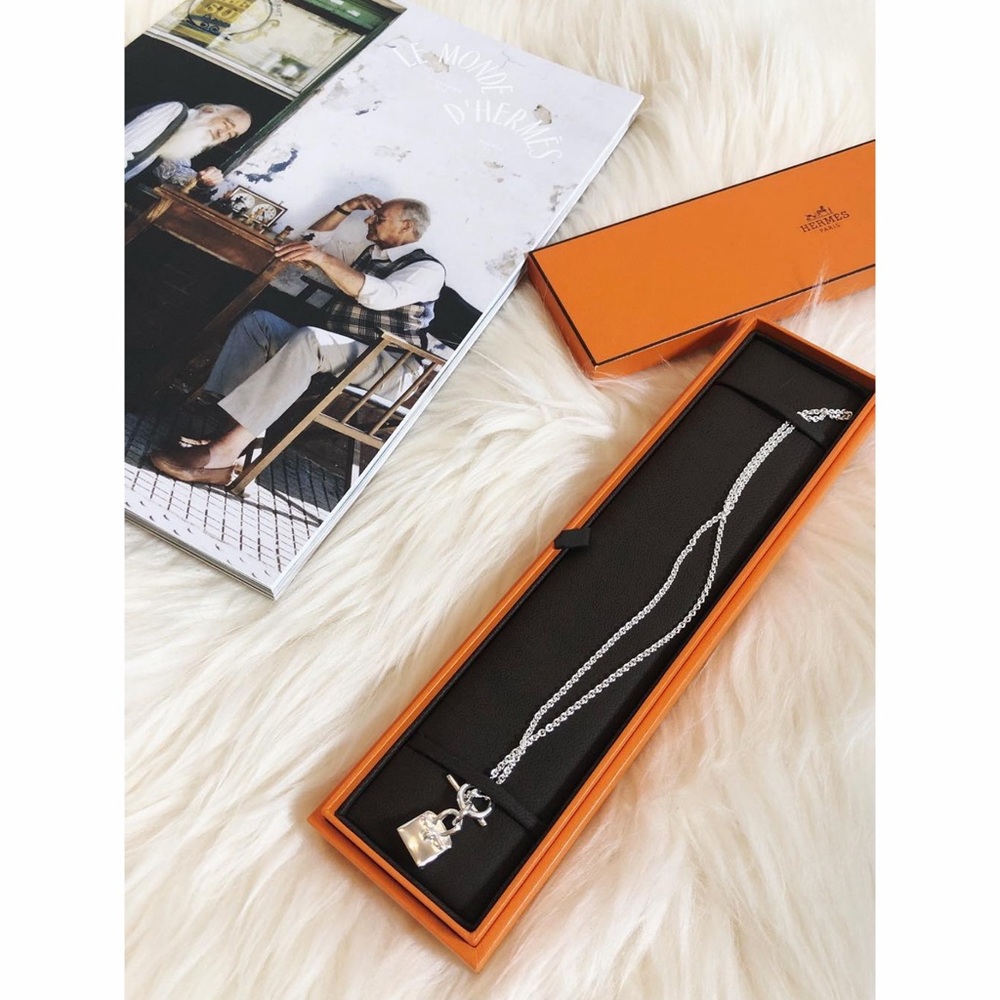 Hermes birkin Silver Necklace